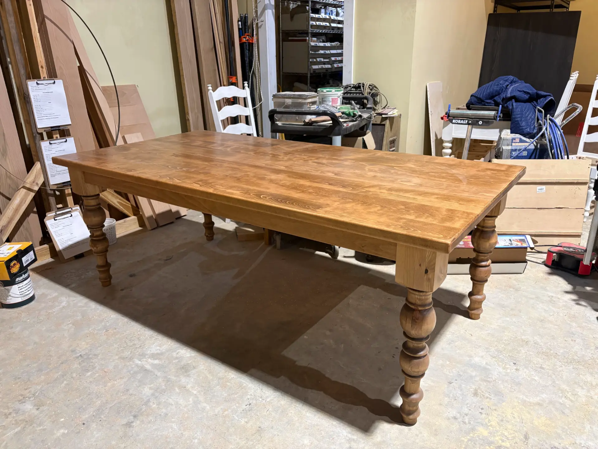 Custom Napoleon Harvest Table in Beech with a Custom-Mixed Special Walnut Stain handcrafted by Sunset Edge & Wood